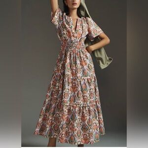 Anthropologie somersault 100% cotton bohemian Floral whimsy Maxi Dress small